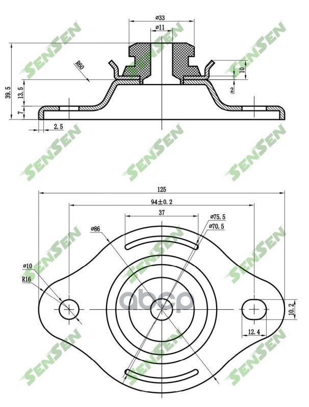 Опора Амортизатора заднего chevrolet aveo (t200, t250) 03 SENSEN M61029 Sensen арт. M61029
