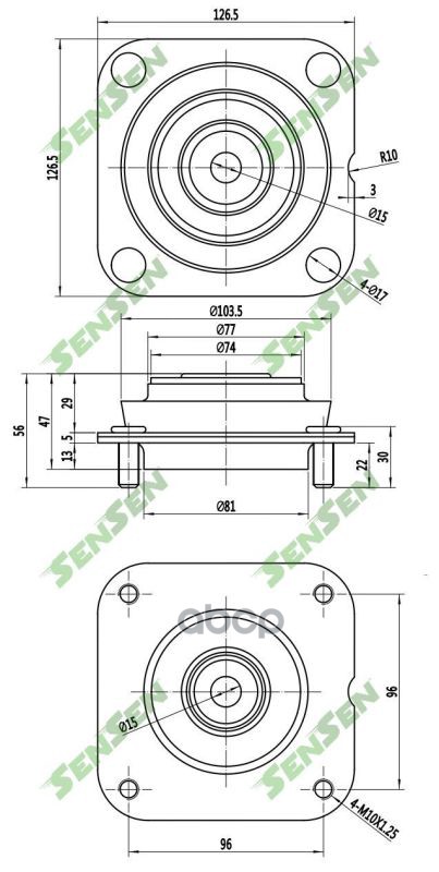 Опора переднего амортизатора L=R Kia Shuma II FB 1.6 01-04/1.8 03-04 SENSEN M61078 Sensen арт. M61078
