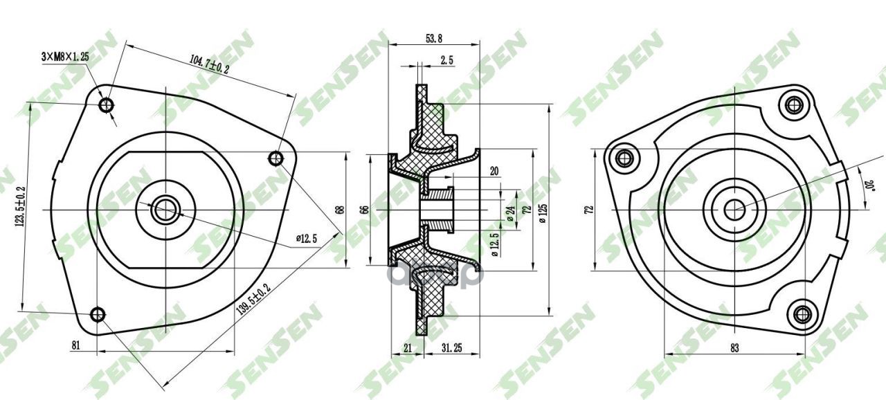 Опора Амортизатора Nissan Dualis Japan (J10) 2007 Nissan Qashqai J10f 2006 Nissan Qashqai Prc M Sensen M61083 Sensen арт. M61083