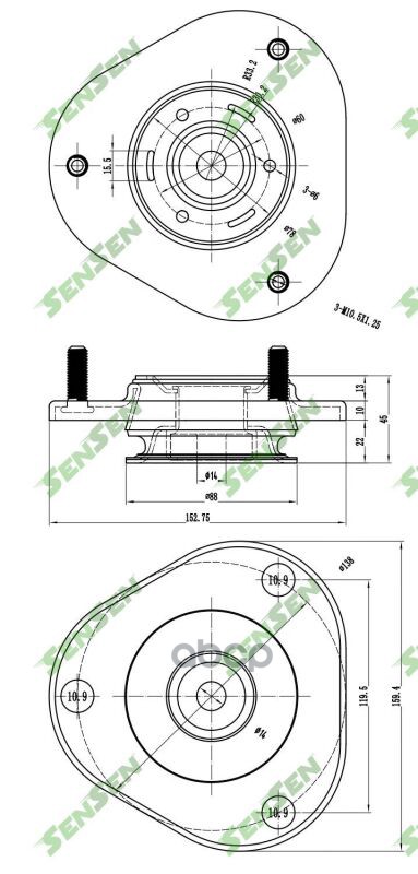 Опора амортизатора переднего Toyota Corolla 1.41.6 16V1.8 16V 06 M61105 Sensen арт. M61105