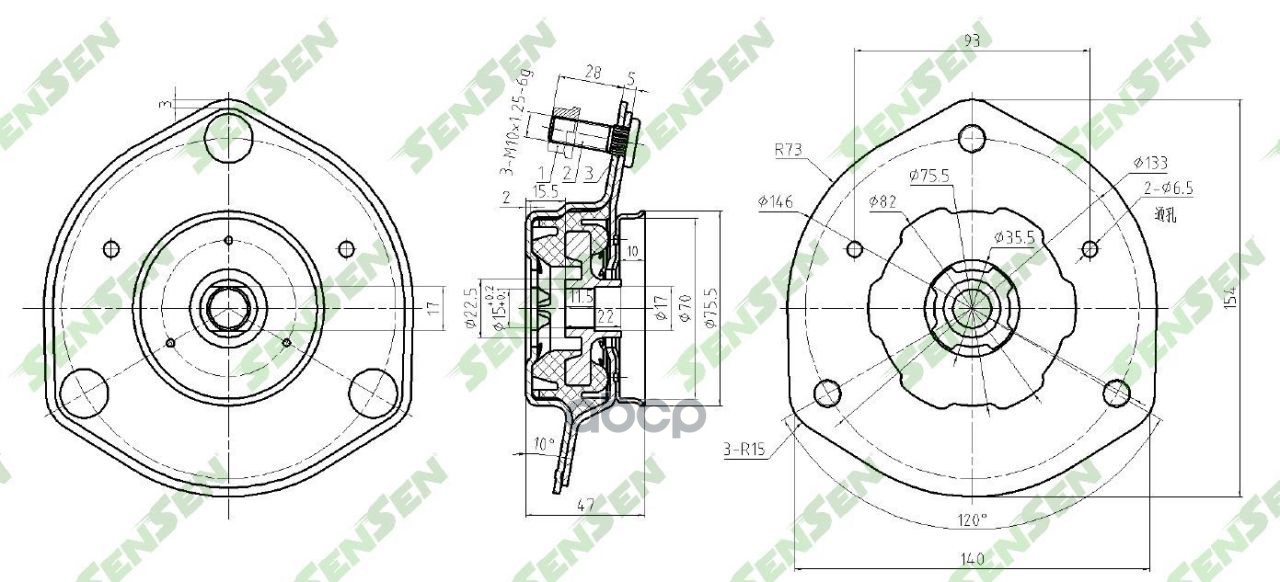 Опора Переднего Амортизатора L=R Toyota Camry (01-06)/Lexus Rx (03-08) Sensen M61202 Sensen арт. M61202