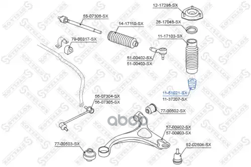 Отбойник амортизатора переднего Hyundai Santa Fe 00> Stellox арт. 1151021SX