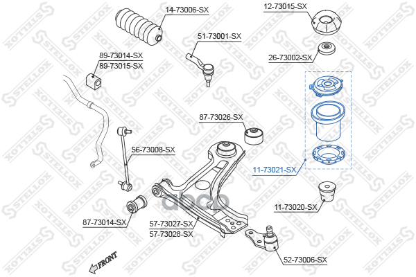 Пыльник амортизатора переднего Daewoo Lacetti 04> STELLOX 11-73021-SX Stellox арт. 1173021_SX