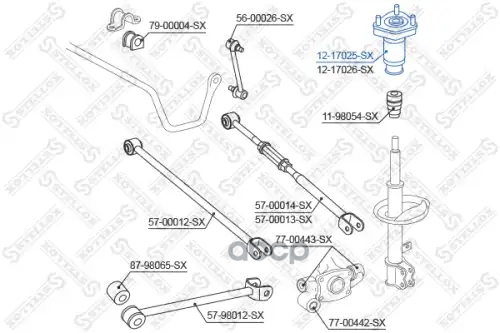 Опора амортизатора заднего левого Toyota Camry 2.4 16V/3.5 24V 06> Stellox арт. 1217025SX