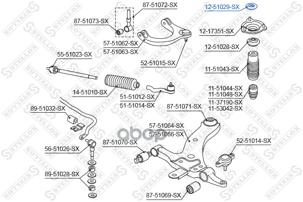 Опора амортизатора переднего верхняя Hyundai Sonata EF 01-04, KIA STELLOX 12-51029-SX Stellox арт. 1251029_SX