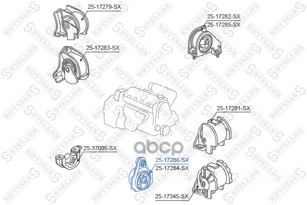 подушка двигателя передняя левая Honda Hr-V GH1/GH2/GH3/GH4 1998-2 2517280SX Stellox арт. 2517280SX