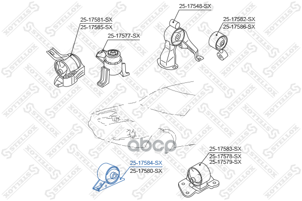 подушка двигателя передняя Mitsubishi Outlander CU# 2002-2006 2517584SX Stellox арт. 2517584SX