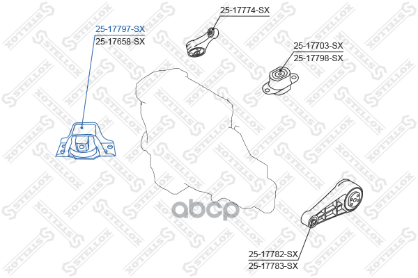 Подушка Двигателя Правая Nissan Micra March K12 2002 2517797Sx Stellox арт. 2517797SX