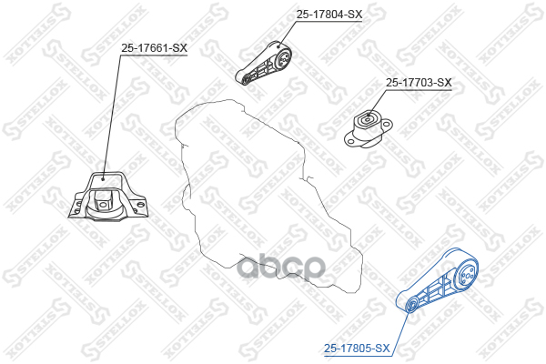 Подушка ДВС нижняя Renault Megane/Scenic 1.5DCi 02> Stellox арт. 2517805SX