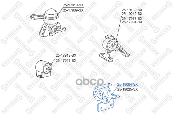 Подушка Двигателя Леваяtoyota Avensis At220/Zzt220 97-03 2519004Sx Stellox арт. 2519004SX