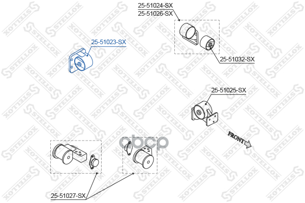 подушка ДВС задняя Hyundai Accent 1.3-1.6 99 2551023SX Stellox арт. 2551023SX