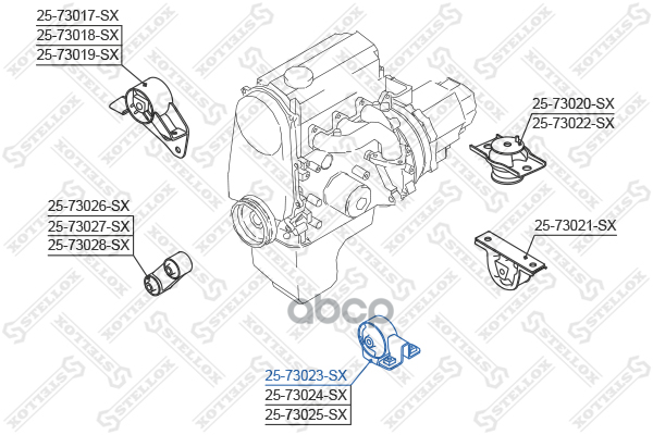 Подушка Двс Пер. Daewoo Matiz 0.8 Sohc < | Перед | Stellox арт. 2573023SX
