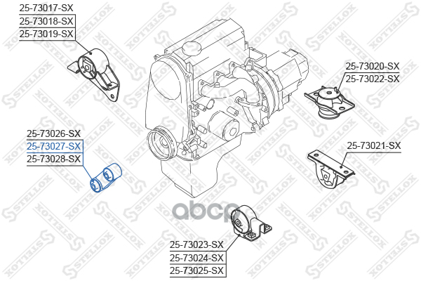 подушка ДВС нижняя правая  2573027SX Stellox арт. 2573027SX