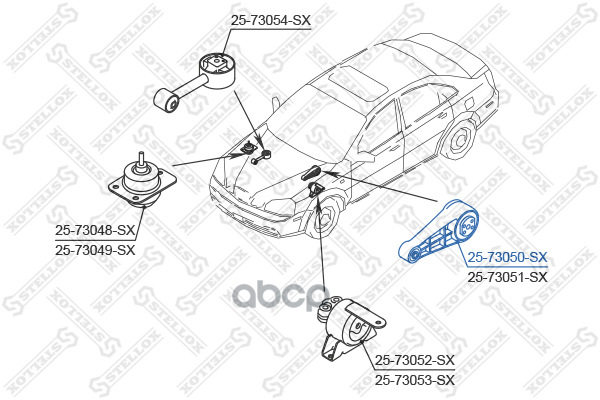 Подушка ДВС задняя левая Daewoo Lacetti 1.4/1.6 DOHC MPI 04> Stellox арт. 2573050SX