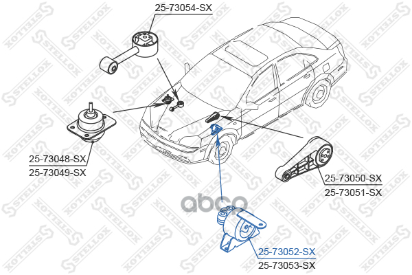 Подушка ДВС левая Daewoo Lacetti 1.4/1.6 DOHC MPI 04> STELLOX 25-73052-SX Stellox арт. 2573052_SX