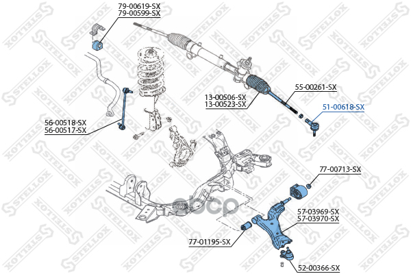 Наконечник рулевой Chevrolet Captiva all, Opel Antara all 06> Stellox арт. 5100618SX