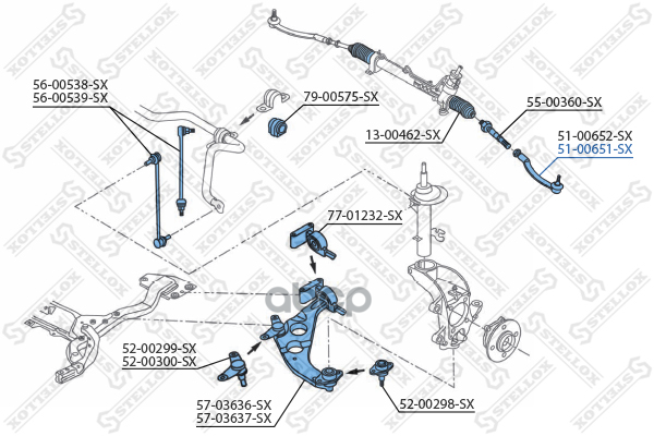 Наконечник Рул.тяги Правой  5100651Sx Stellox арт. 5100651SX