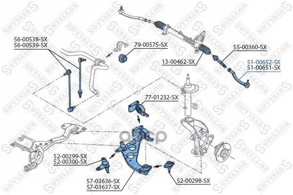 наконечник рул.тяги левой  5100652SX Stellox арт. 5100652SX