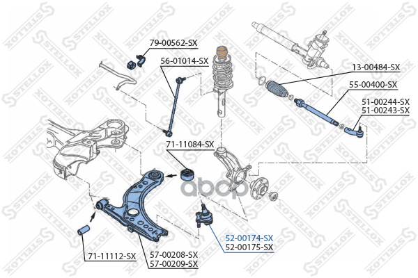 шаровая опора нижняя левая комплект  5200174SX Stellox арт. 5200174SX