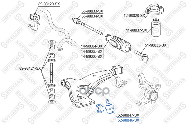 опора шаровая правая Toyota Starlet 99 5298046SX Stellox арт. 5298046SX