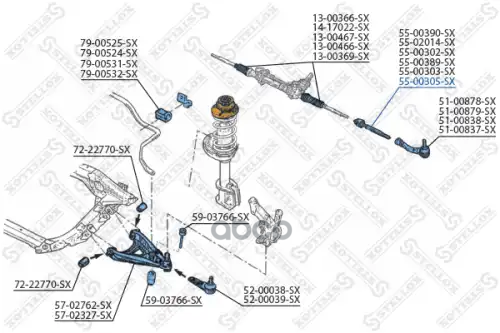 тяга рулевая левая+правая c г/у TRW  5500305SX Stellox арт. 5500305SX