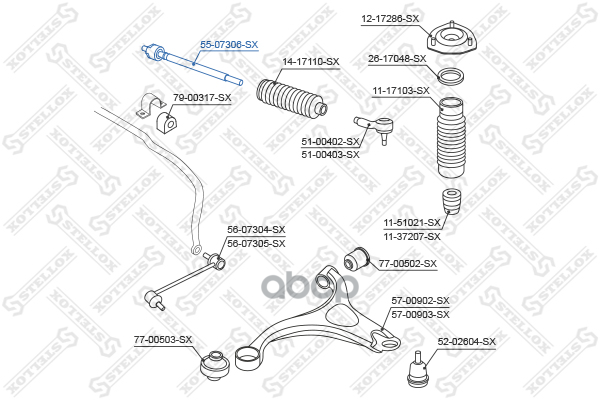 Тяга рулевая Hyundai Santa Fe 06> Stellox арт. 5507306SX