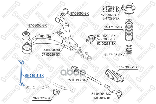 Тяга стабилизатора переднего KIA Sportage 04>, Hyundai Tucson 04> Stellox арт. 5653018SX