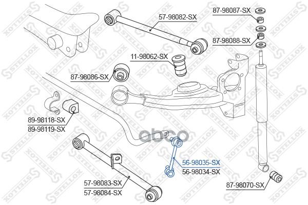 Тяга стабилизатора заднего леваяToyota RAV 4 ACA2#/CLA2#/ZCA2# 00> Stellox арт. 5698035SX