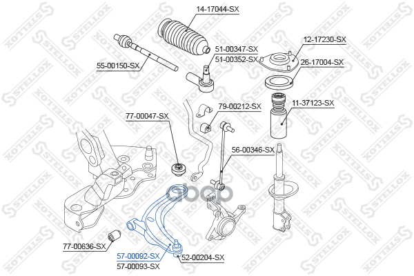Рычаг нижний левый Mitsubishi Outlander 2.0/2.4 02> Stellox арт. 5700092SX