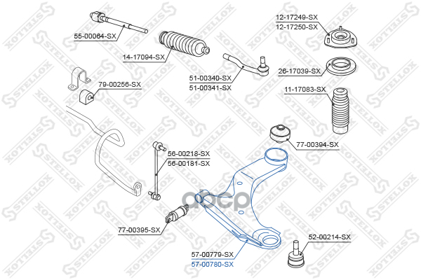 Рычаг передний нижний левый Nissan Qashqai J10 07>, Renault Koleos Stellox арт. 5700780SX