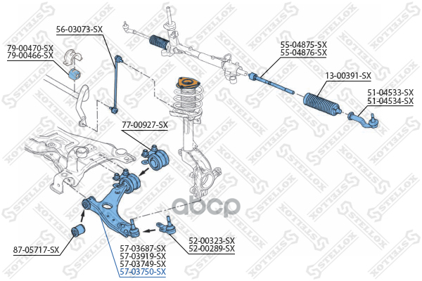 Рычаг нижний правый D21 Ford Focus/C-Max 1.4-2.5/1.6TDCi 03> Stellox арт. 5703750SX
