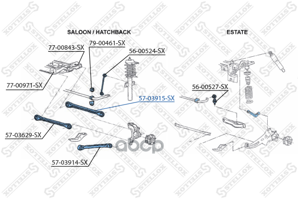 рычаг задней подвески задний Ford Mondeo all 01 5703915SX Stellox арт. 5703915SX