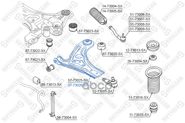 Рычаг правый Daewoo Kalos 02> Stellox арт. 5773026SX