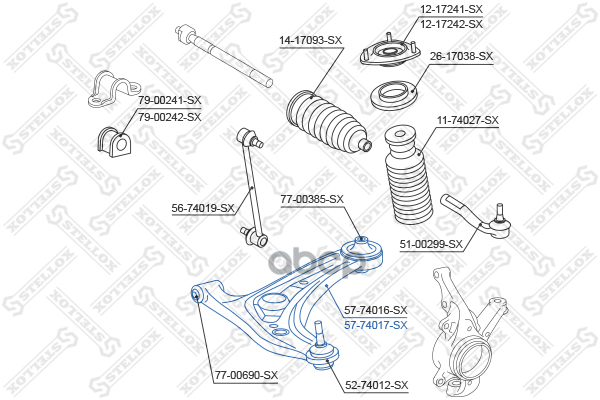 Рычаг нижний левый Nissan Micra K12E all 03> Stellox арт. 5774017SX
