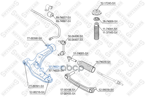 Рычаг нижний левый Nissan Almera all 00> Stellox арт. 5774021SX