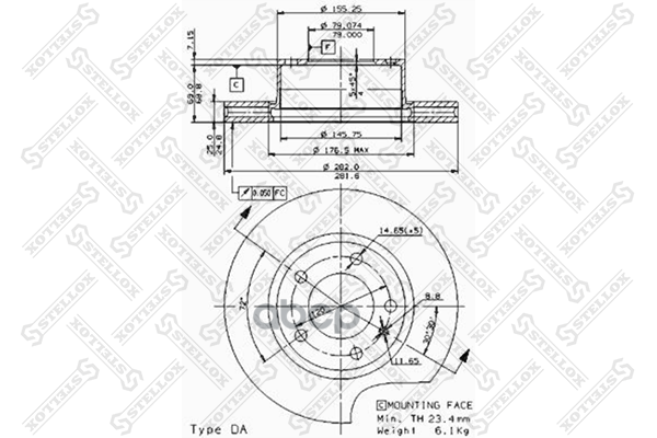Диск тормозной передний VW Passat 1.6&2.0FSI/1.9&2.0TDI 05> Stellox арт. 602047115VSX
