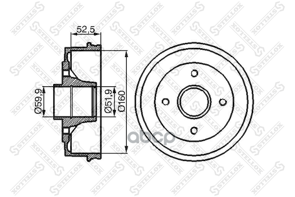 Барабан тормозной без ABS Renault Clio all 98> Stellox арт. 60253911SX