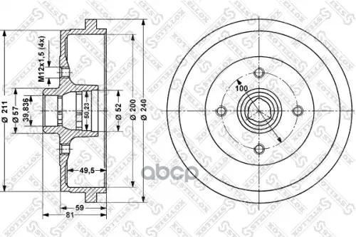 Барабан тормозной VW Golf 1.4-1.9TDi 91-97 STELLOX 6025-4709-SX Stellox арт. 60254709_SX