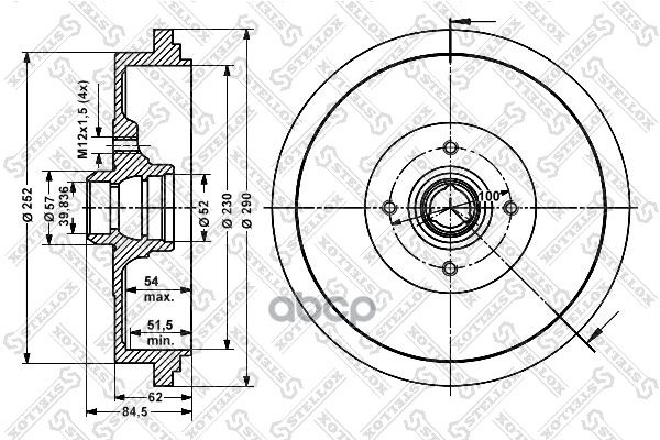 Барабан Тормозной Vw Passat All 85-97 Stellox 60254719_Sx Stellox арт. 60254719_SX