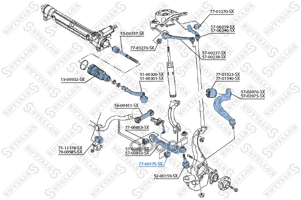 Сайлентблок рычага перед.нижн. наруж. Audi A8 3.0-6.0/3.0-4.0TDi 0 Stellox арт. 7700175SX