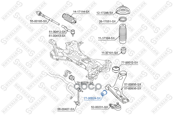 Сайлентблок рычага передн. Hyundai iX35 2WD 10> Stellox арт. 7700524SX