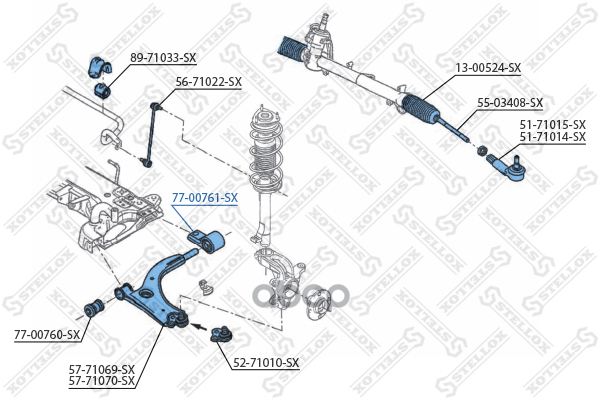 сайлентблок рычага задний 7700761SX Stellox арт. 7700761SX