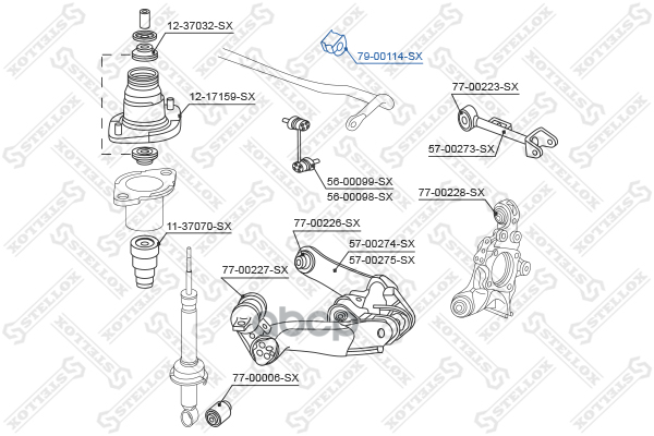 Втулка стабилизатора заднего d18 Honda CR-V 2.0 i-VTEC/2.2 i-CTDi Stellox арт. 7900114SX