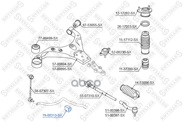 Втулка стабилизатора переднего Hyundai i30 1.6 07> Stellox арт. 7900313SX