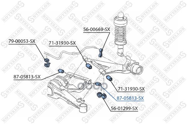 Сайлентблок Зад Балки Bmw 7 E32/5 E34 87-95 Stellox 8705813_Sx Stellox арт. 8705813_SX