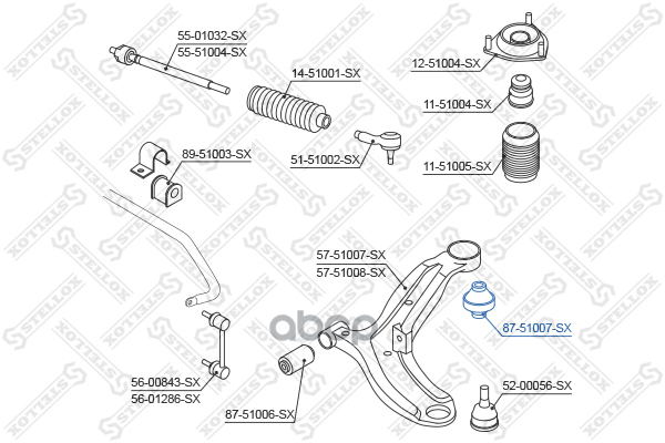 Сайлентблок рычага зад. Hyundai Accent all 99> Stellox арт. 8751007SX
