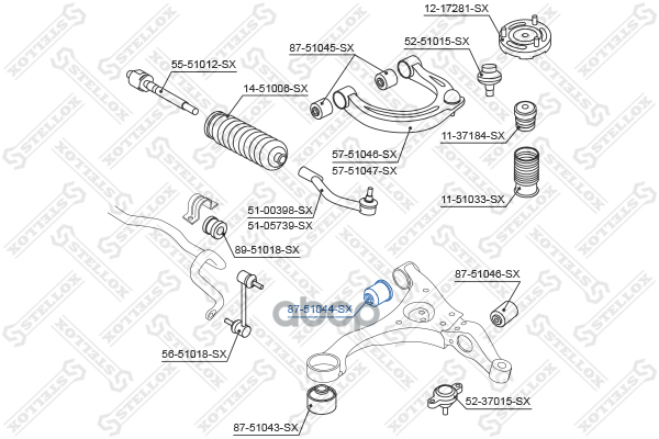 Сайлентблок рычага внутр. зад. п. Hyundai Sonata NF 04> Stellox арт. 8751044SX