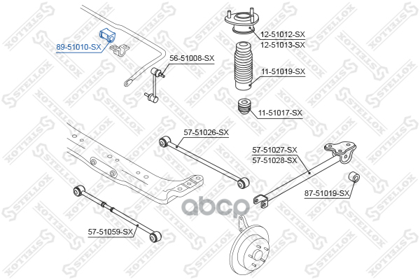 Опора, Стабилизатор | Зад | Stellox арт. 8951010SX
