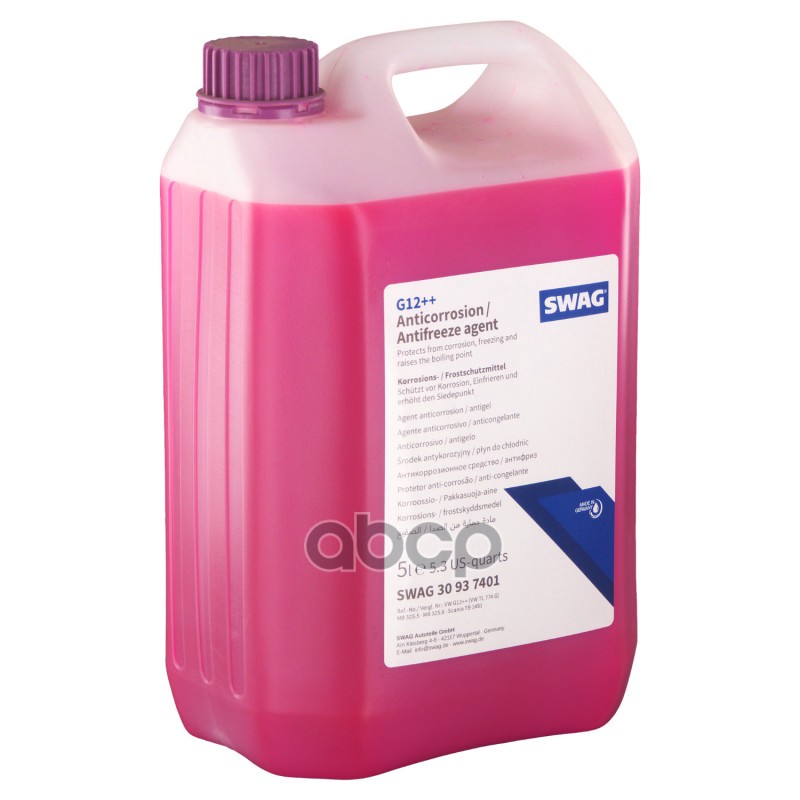 Антифриз (Концентрат) 5Л, Фиолетовый, G12++, Man 324 Si-Oat, Mb 325.5, Mb 325.6, Scania Tb 1451, Vw Tl 774-G Swag арт. 30937401