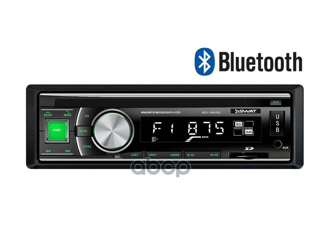 Автомагнитола SWAT MEX-1046UBG /1 din,4х50 вт, BT, MP3, USB, SD, 2RCA белые кнопки/, , Max 50 Вт SWAT SWAT MEX-1046UBG Swat а...